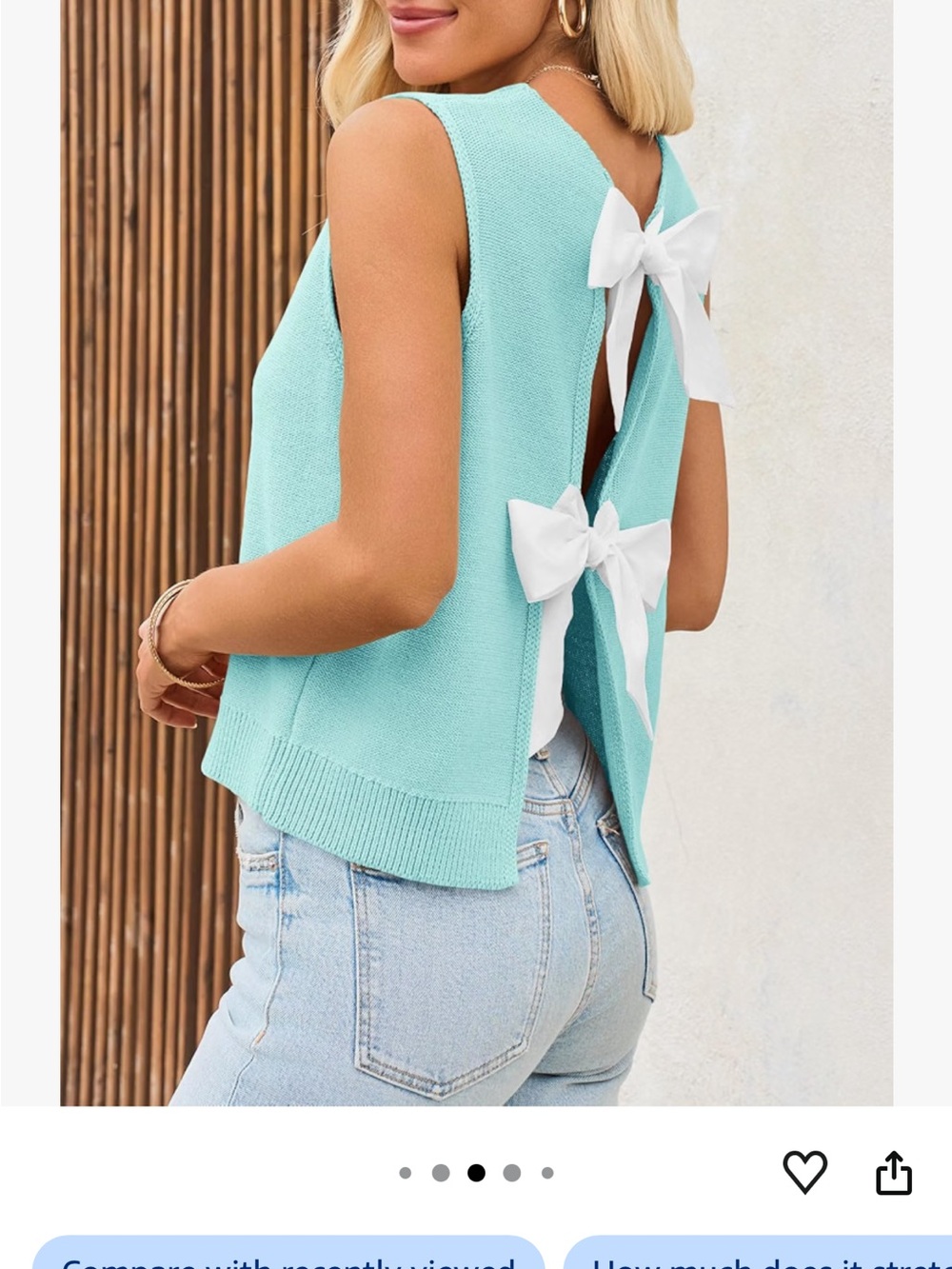 Sleeveless Mint Bow-Back Knit Top